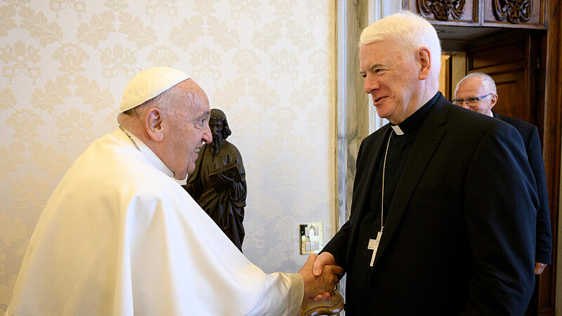 Apostolic Nuncio to the EU, Mgr. Noël Treanor, during an audience with Pope Francis in June 2024. (Photo: Vatican Media)